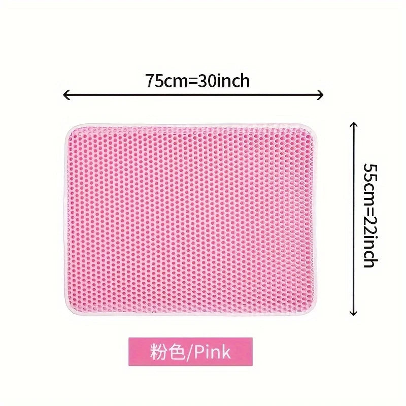 1Pc Large Size Cat Litter Mat-Advanced Honeycomb Double Layer Design,Urine Waterproof,Easy Cleaning,Scatter Control,Stay Clean PawsnHeart