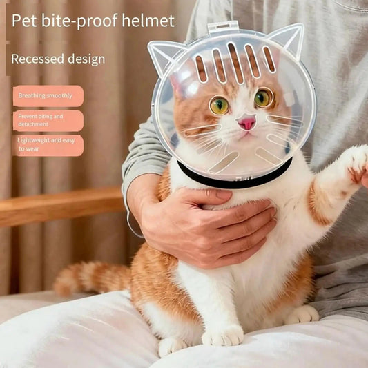 Transparent Breathable Cat Bubble Muzzle & Face Cover - for Bathing, Nail Trimming, Shedding, Bite Prevention, Behavior Training PawsnHeart