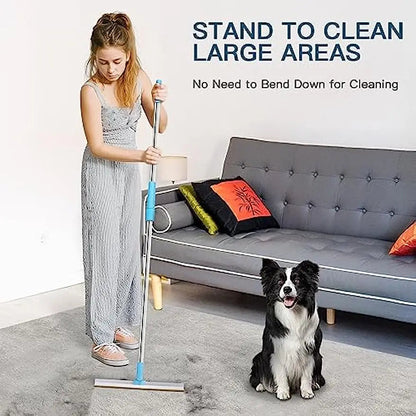 Carpet Rake Pet Hair Remover Set Pet Hair Removal Tool Telescopic Handle Rug Rake for Dog Cat Hair 180° Rotation Carpet Shave PawsnHeart