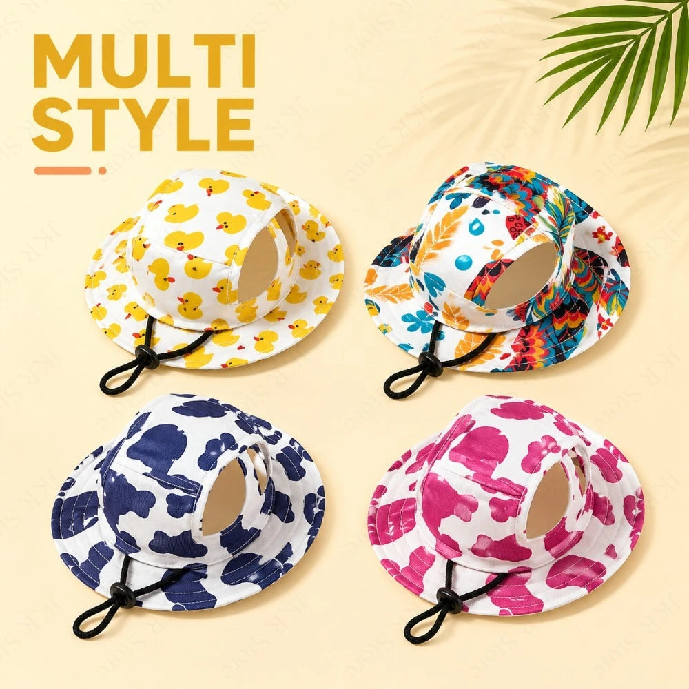 Adjustable Dog Hat Cute Print Cap for Puppies and Small Breeds, Pet Sun Protection Hat for Walking Outdoor Activities PawsnHeart