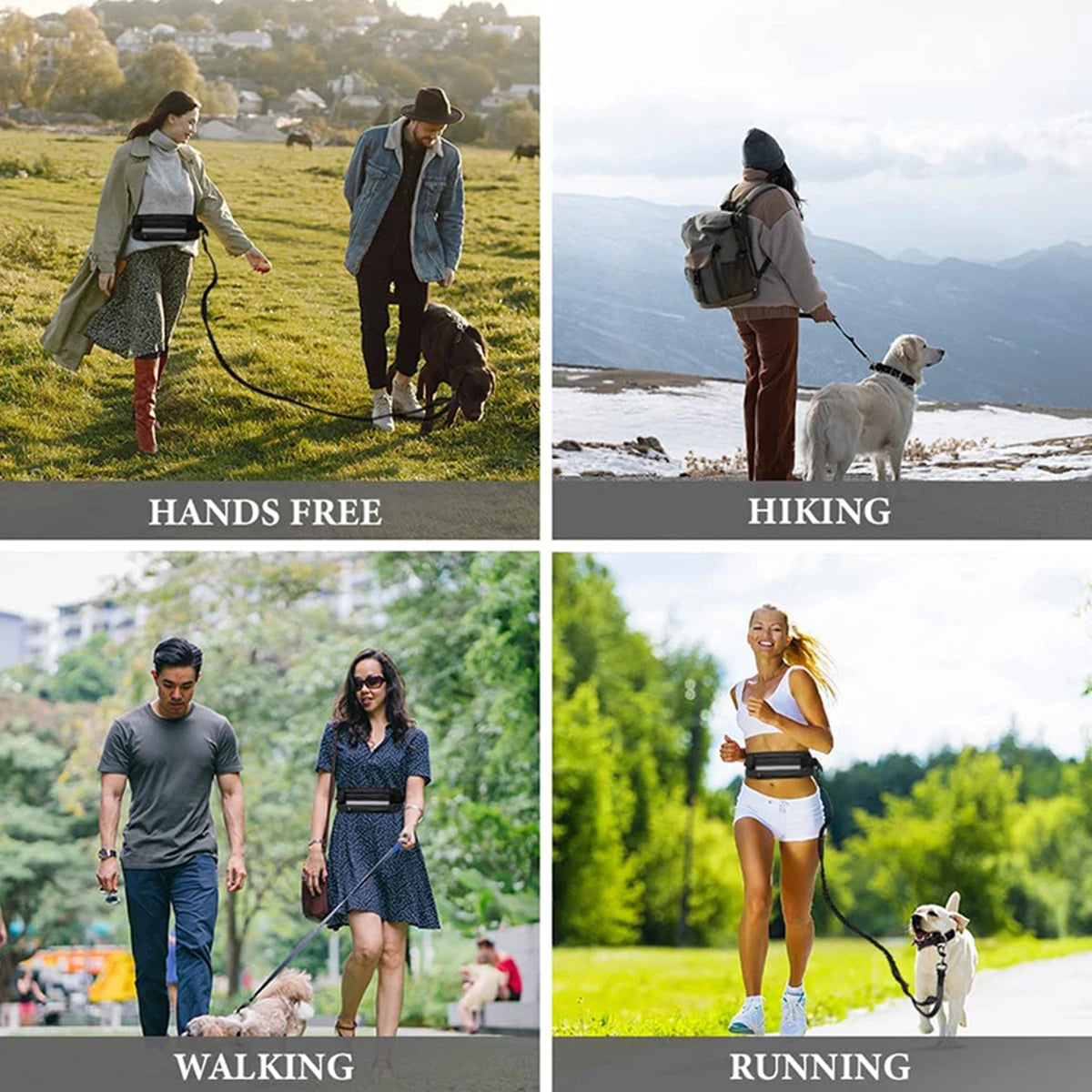 Hands Free Dog Leash Reflective Leash with Waist Bag Retractable Elastic Belt Dog Traction Rope for Running Walking Pet Products PawsnMagic