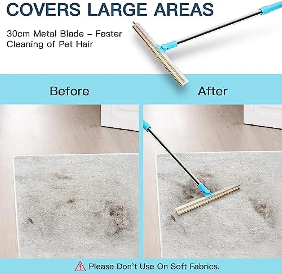 Carpet Rake Pet Hair Remover Set Pet Hair Removal Tool Telescopic Handle Rug Rake for Dog Cat Hair 180° Rotation Carpet Shave PawsnHeart