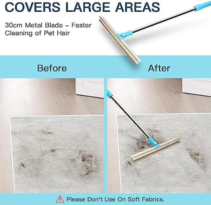 Carpet Rake Pet Hair Remover Set Pet Hair Removal Tool Telescopic Handle Rug Rake for Dog Cat Hair 180° Rotation Carpet Shave PawsnHeart