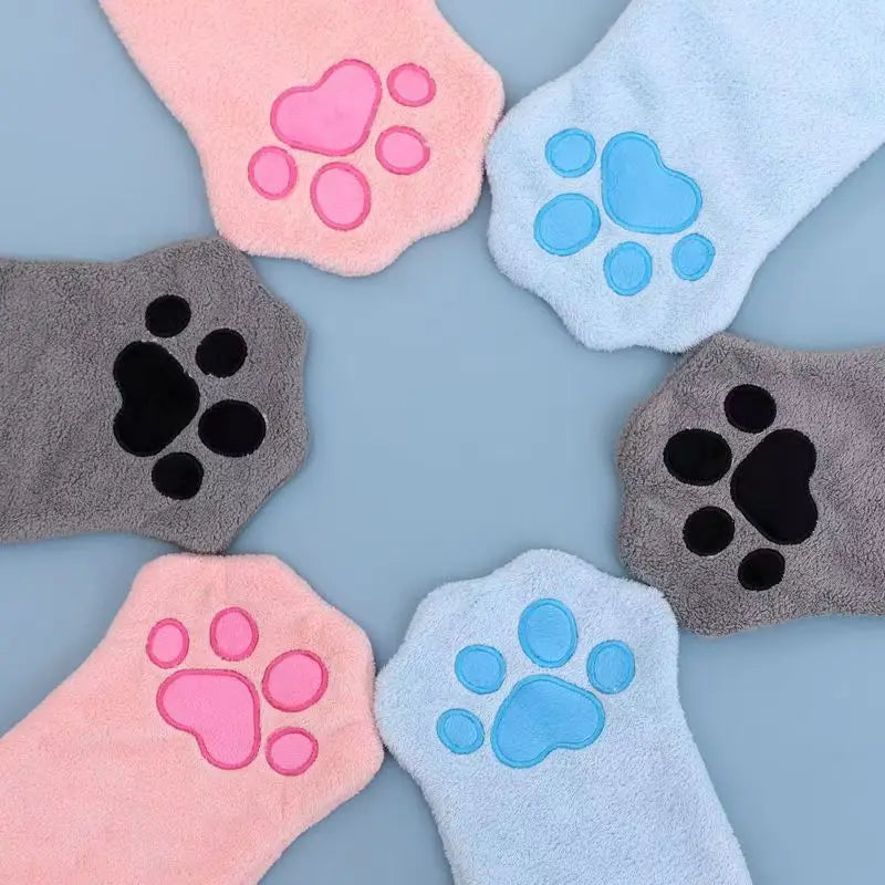 Pet Grooming Glove Quick Drying Dogs Paw Towel Microfiber Double Sided Dogs Grooming Mitt for Medium Small Dogs PawsnHeart