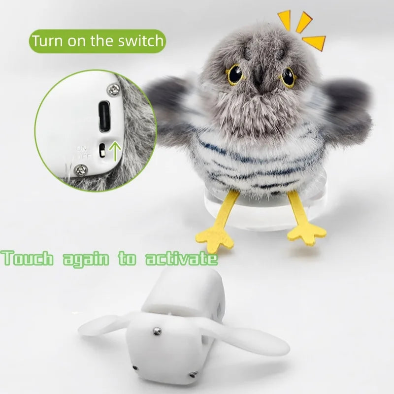 Fluttering and chirping bird cat toy