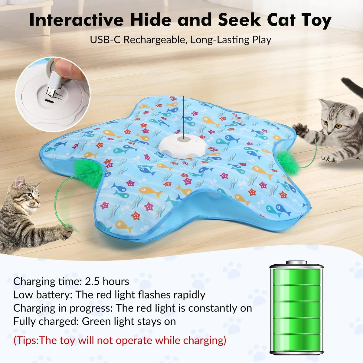 Smart Hide and Seek Cat Toy Electric Thermal Sensing Cat Catch Cover Real Mouse Squeaky Touch Activated Feather Teaser Wand PawsnHeart