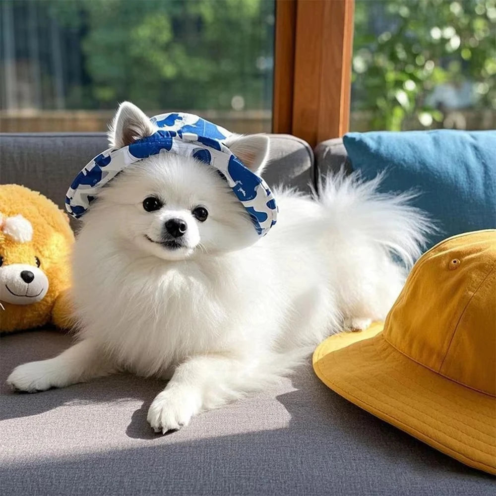 Adjustable Dog Hat Cute Print Cap for Puppies and Small Breeds, Pet Sun Protection Hat for Walking Outdoor Activities PawsnHeart