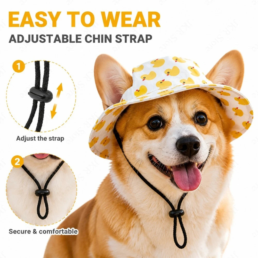 Adjustable Dog Hat Cute Print Cap for Puppies and Small Breeds, Pet Sun Protection Hat for Walking Outdoor Activities PawsnHeart