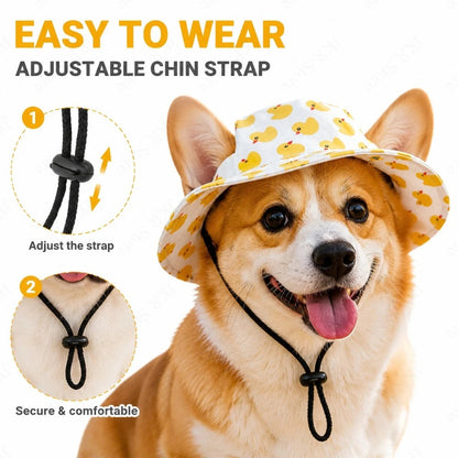 Adjustable Dog Hat Cute Print Cap for Puppies and Small Breeds, Pet Sun Protection Hat for Walking Outdoor Activities PawsnHeart