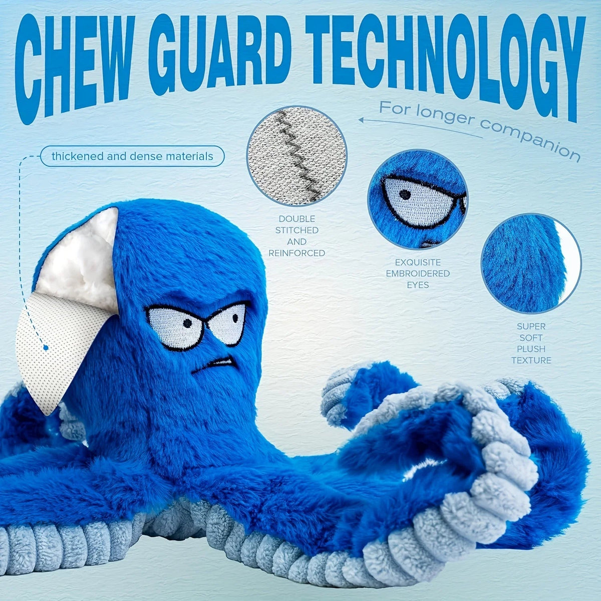 Indestructible Octopus Squeaky Chew Toy – Interactive Tug-of-War & Teeth Cleaning Plush Toy for Dog PawsMagics