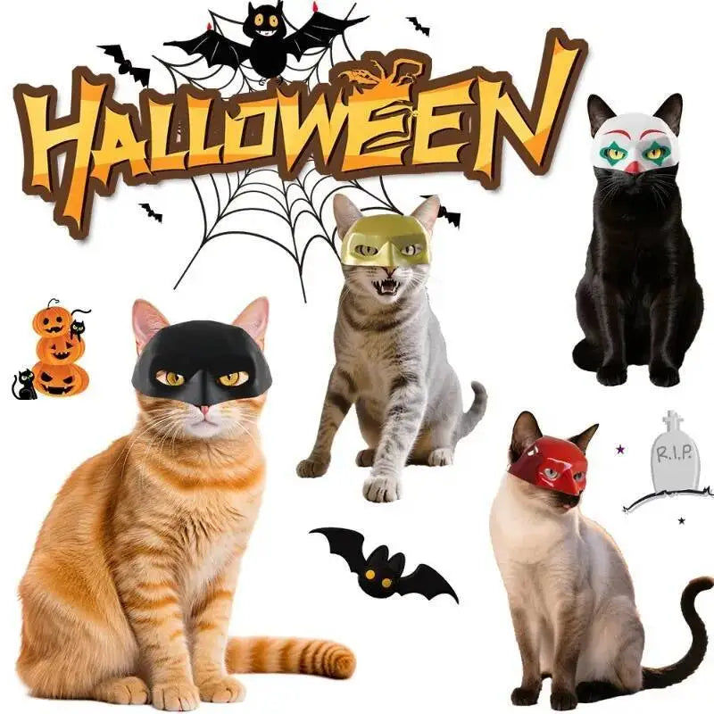 Pet Halloween Cat Mask Weird Cartoon Cat Mask Funny 3D Bat Cat Mask Cosplay Hat Pet Costume Creative Pet Party Accessories Gift PawsnHeart