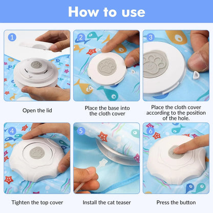 Smart Hide and Seek Cat Toy Electric Thermal Sensing Cat Catch Cover Real Mouse Squeaky Touch Activated Feather Teaser Wand PawsnHeart