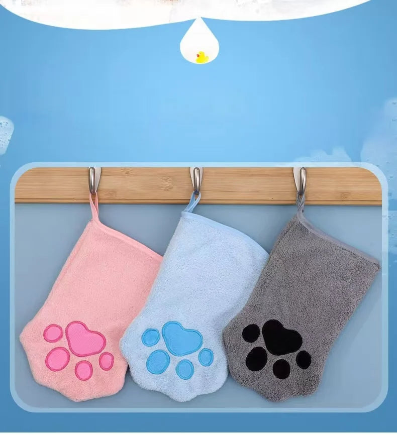 Pet Grooming Glove Quick Drying Dogs Paw Towel Microfiber Double Sided Dogs Grooming Mitt for Medium Small Dogs PawsnHeart