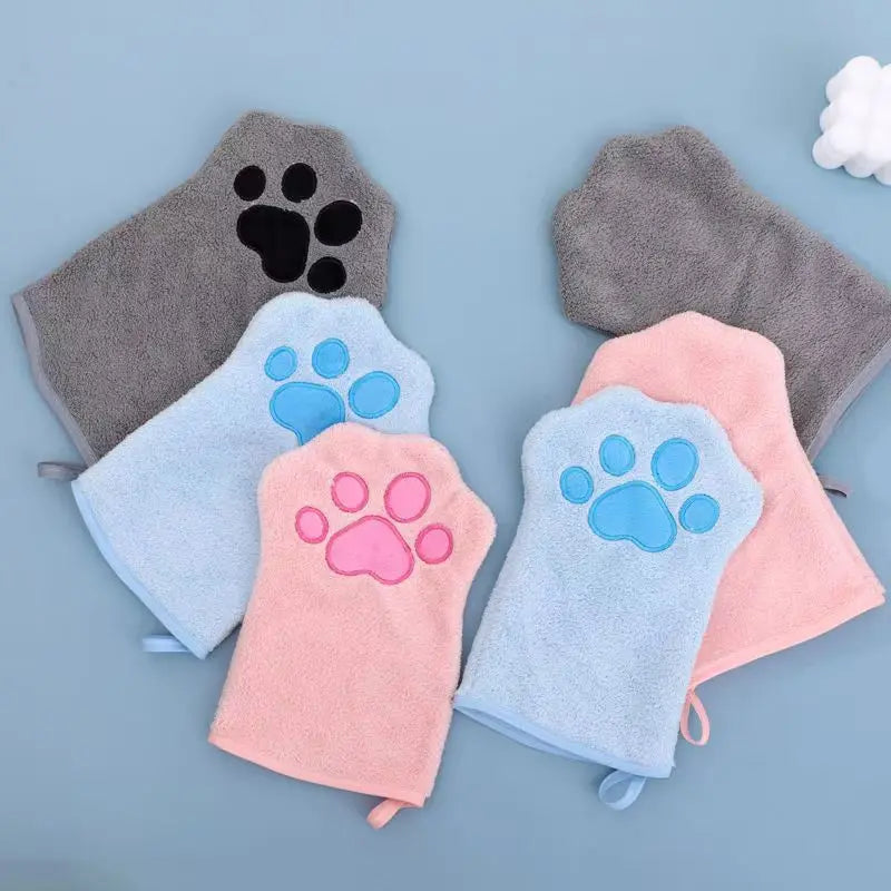 Pet Grooming Glove Quick Drying Dogs Paw Towel Microfiber Double Sided Dogs Grooming Mitt for Medium Small Dogs PawsnHeart