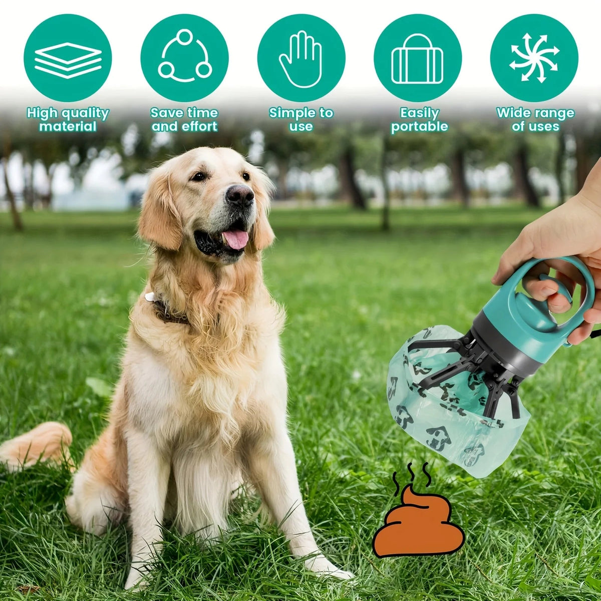 1pc Portable Poop Scoop with Bagged Disperser, Blue Color, Claw Design, for Efficient Waste Collection, Including Leak-Proof Bag PawsnHeart