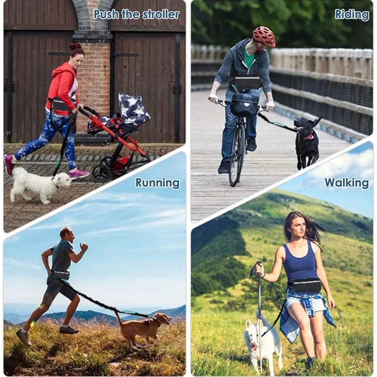 Hands Free Dog Leash Reflective Leash with Waist Bag Retractable Elastic Belt Dog Traction Rope for Running Walking Pet Products PawsnMagic