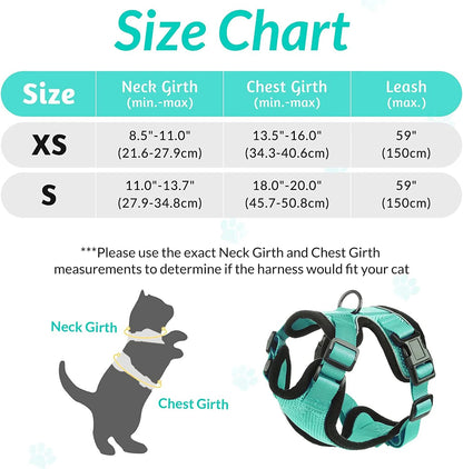 Cat Harness and Leash for Walking, Escape Proof Soft Adjustable Vest Harnesses for Cats, EasyControl PawsnHeart