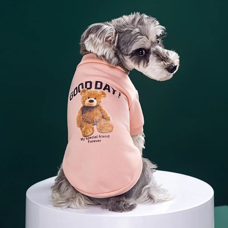 Dogs Winter Cute Clothes - Warm Puppy Pullover Sweatshirt with Bear Pattern