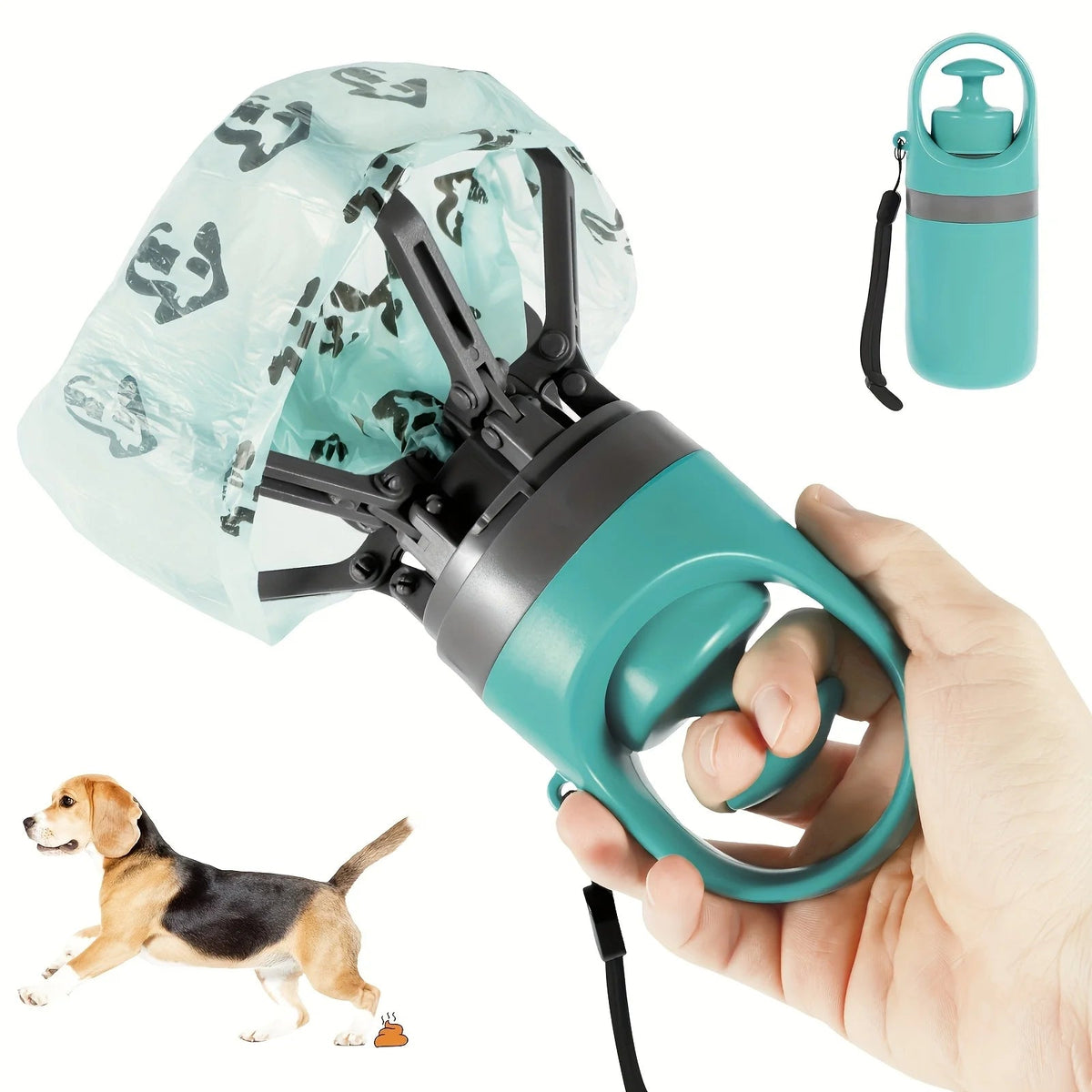 1pc Portable Poop Scoop with Bagged Disperser, Blue Color, Claw Design, for Efficient Waste Collection, Including Leak-Proof Bag PawsnHeart