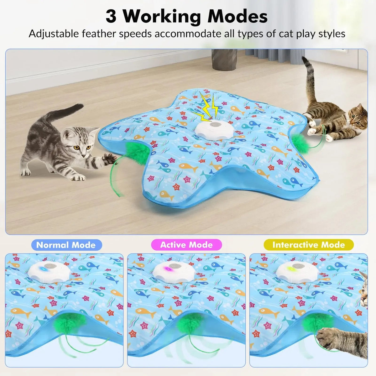 Smart Hide and Seek Cat Toy Electric Thermal Sensing Cat Catch Cover Real Mouse Squeaky Touch Activated Feather Teaser Wand PawsnHeart